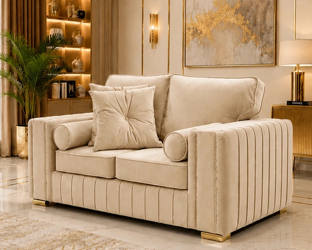 Elegant 2 Seater Beige Sofa – Luxury Modern Lounge Furniture - Image 2