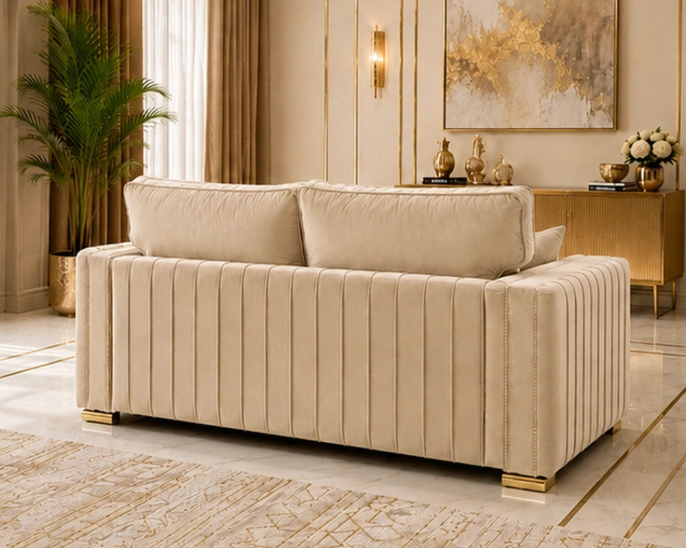 Elegant 2 Seater Beige Sofa – Luxury Modern Lounge Furniture - Image 3
