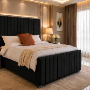 Stylish Black King Panel Size Bed With Mattress