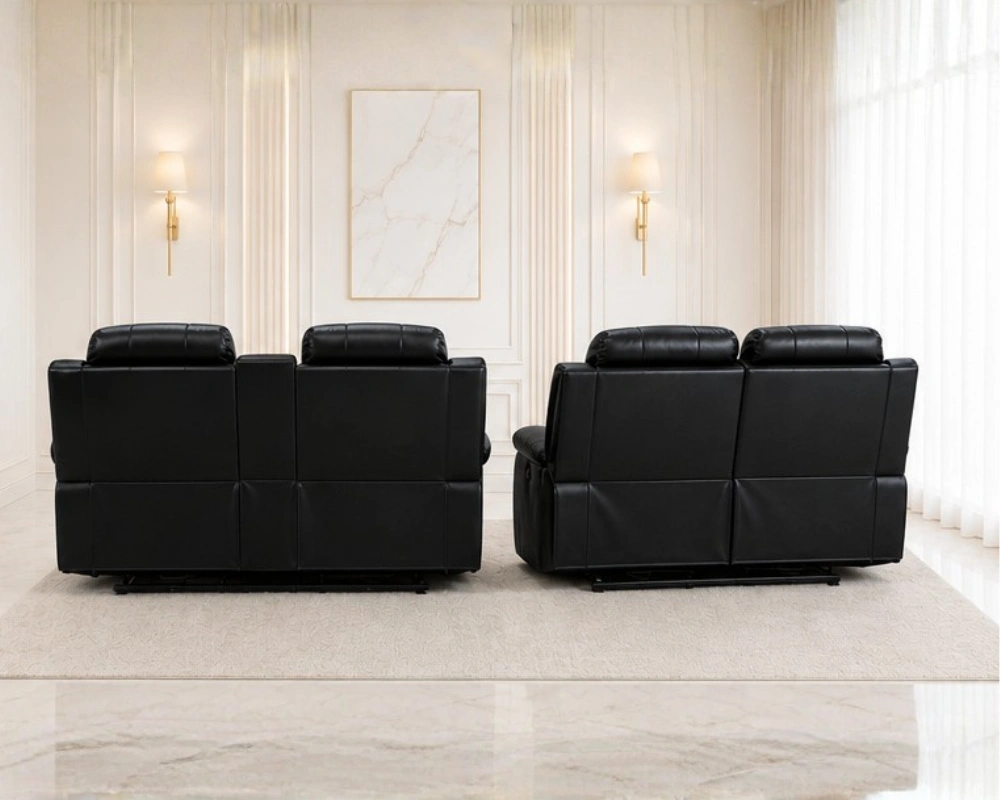 Roma Black Leather Reclining Sofa Suite 3+2 – Premium Living Room Comfort - Image 4
