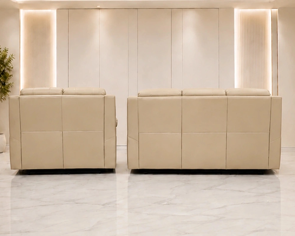 Beige Leather 2+3 Sofa Set - Elegant 5-Seater Lounge Furniture - Image 4