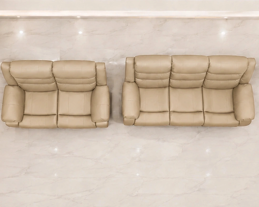 Beige Leather 2+3 Sofa Set - Elegant 5-Seater Lounge Furniture - Image 3