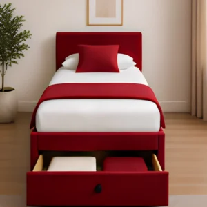 Bold Red Single Bed – Divan Base, Mattress & Storage Drawers-90x190cm