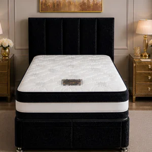Midnight Black 3ft Divan Bed – Mattress & Drawer Storage – 90×190cm