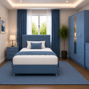 Premium Bedroom Furniture Collection - Double Bed, Five Door Wardrobe, Chest of Five Drawers & Two Bedside Tables