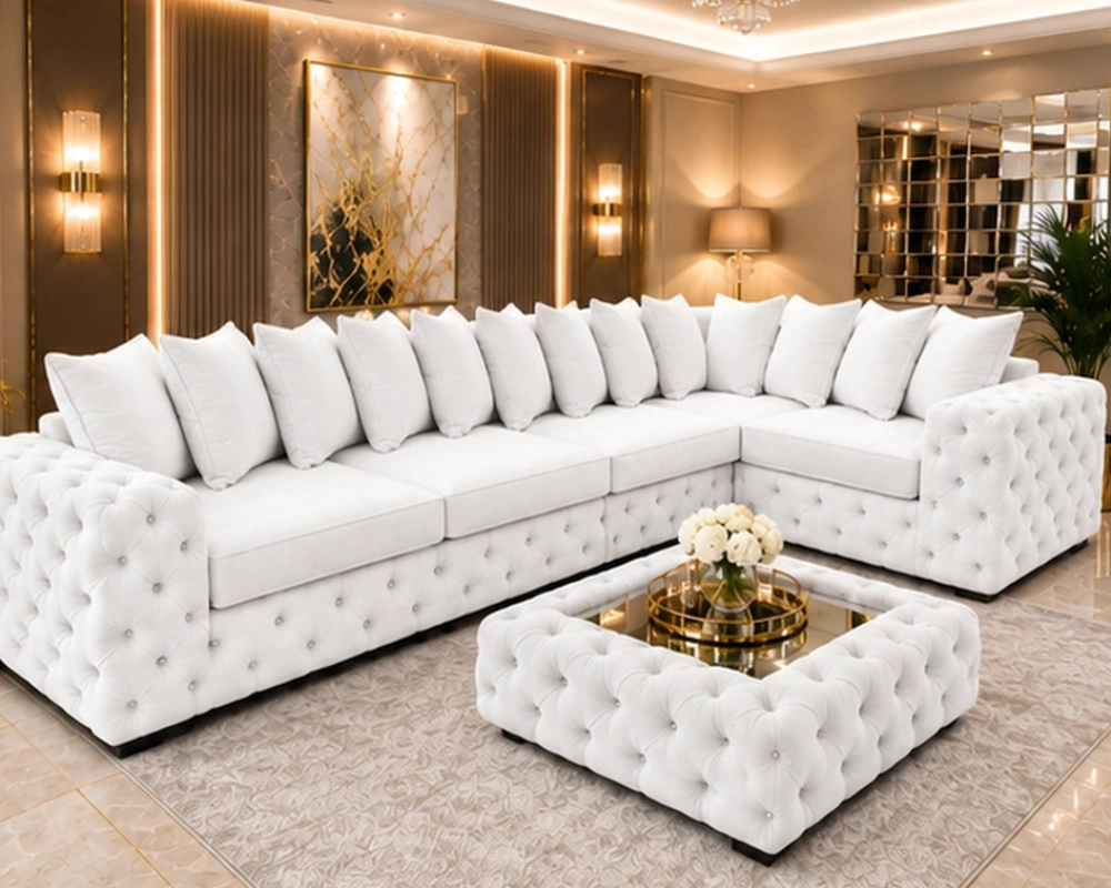 Elegant Large Corner Sofa Suite with Tufted Detailing - Comfortable Seating, Premium Finish & Contemporary Style