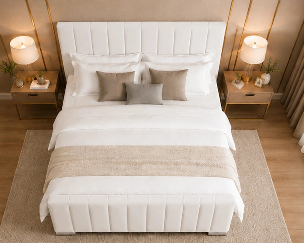 Elegant Panel Line Double Bed with Mattress Included - Image 4