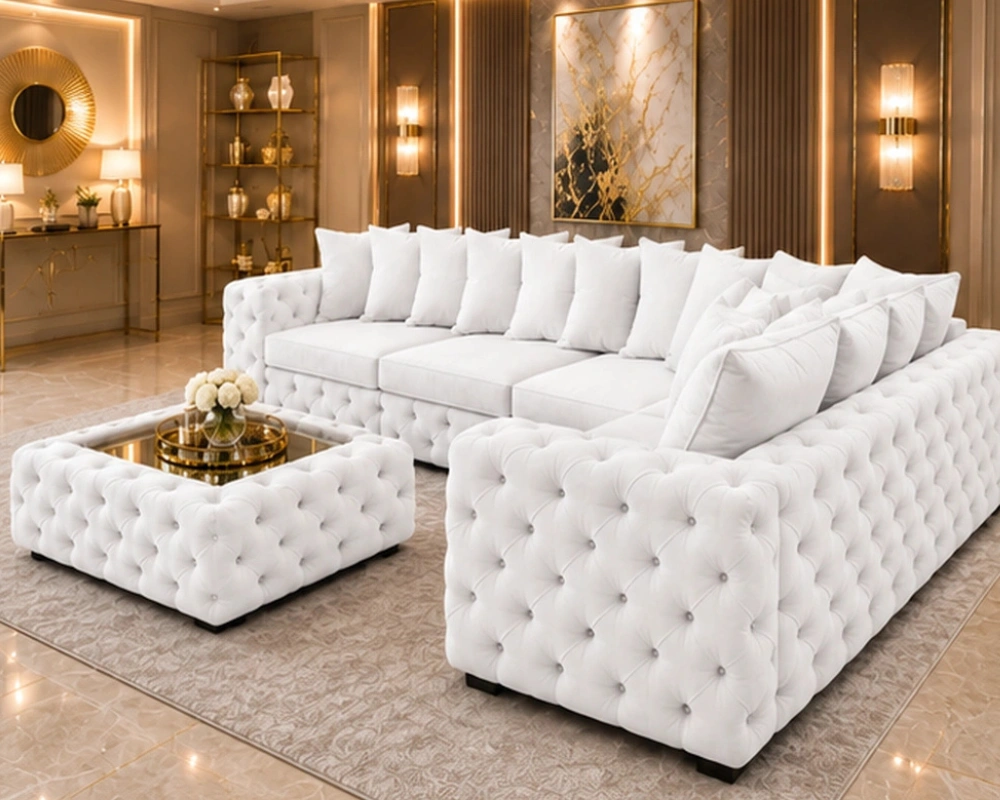 Elegant Large Corner Sofa Suite with Tufted Detailing - Comfortable Seating, Premium Finish & Contemporary Style - Image 2