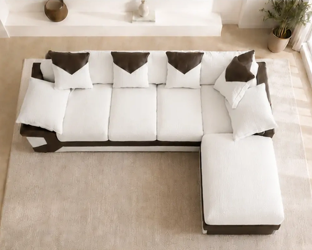 Dino 5 Seater White Corner Sofa – Contemporary Comfort for Modern Interiors - Image 2