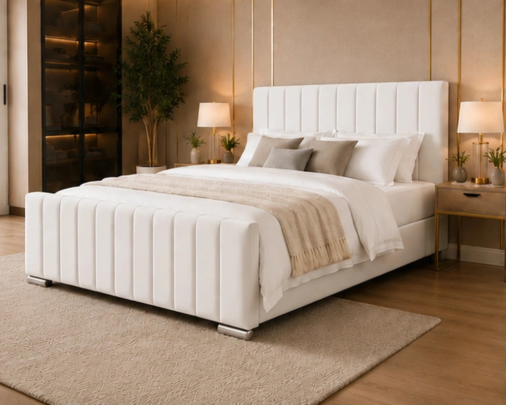Elegant Panel Line Double Bed with Mattress Included - Image 2