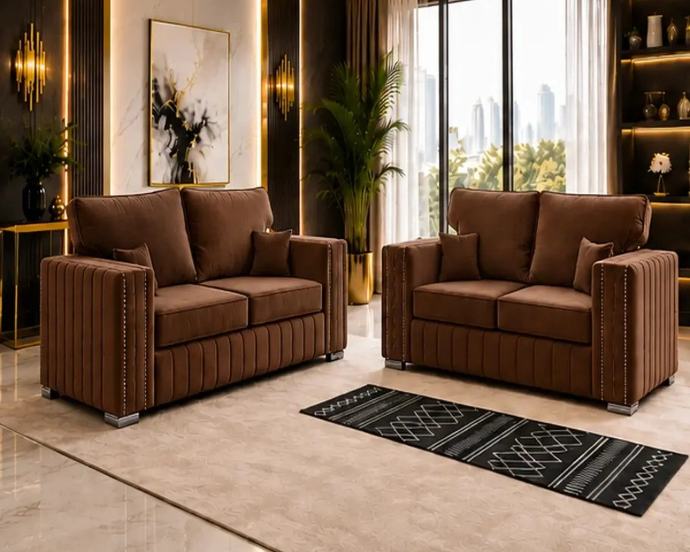 Walnut 3+2 Seater Sofa Set – Elegant & Comfortable Living Room Seating - Image 2