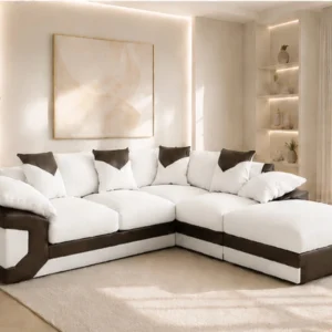 Dino 5 Seater White Corner Sofa – Contemporary Comfort for Modern Interiors