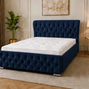 Royal Navy King Oxford Bed – Contemporary Luxury Headboard with Comfortable Mattress