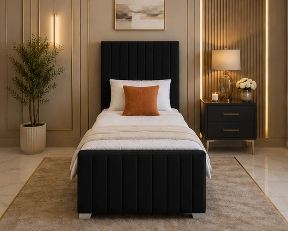 Elegant Panel Line Bed with Mattress Included – 3ft Bed with Mattress