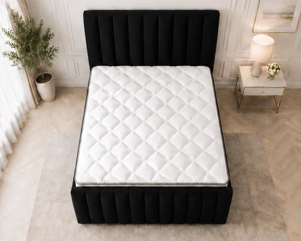 Black King Size Bed with Mattress – Stylish Panel Line King Bed with Mattress Included - Image 4