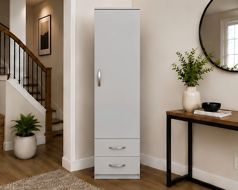Stylish Single Door Storage Wardrobe with 2 Drawers