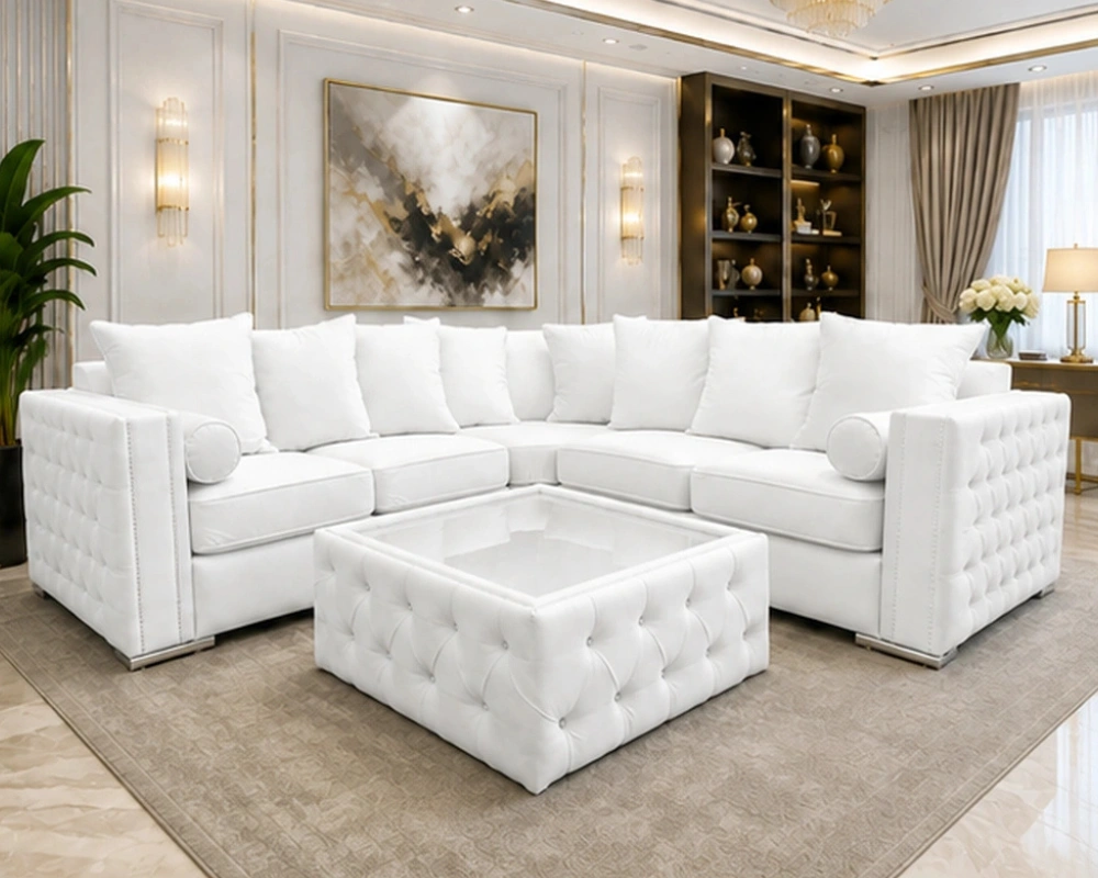 Stylish White 5 Seater Sofa - Luxury Family Seating & Lounge Furniture - Image 2