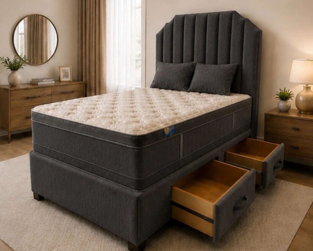 Double Divan Bed Base with mattress and Smart Storage - Image 5