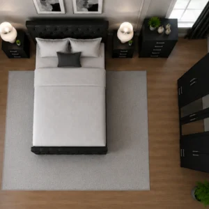 Double Bed Furniture Set with Four Door Wardrobe With Four Drawer - Chest of Five Drawers With Two Bed Side Table