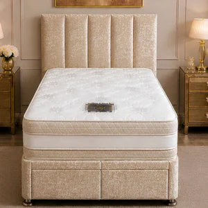 3ft Beige Divan Bed Set – Mattress Included – Storage Drawers- Single bed 90x190cm
