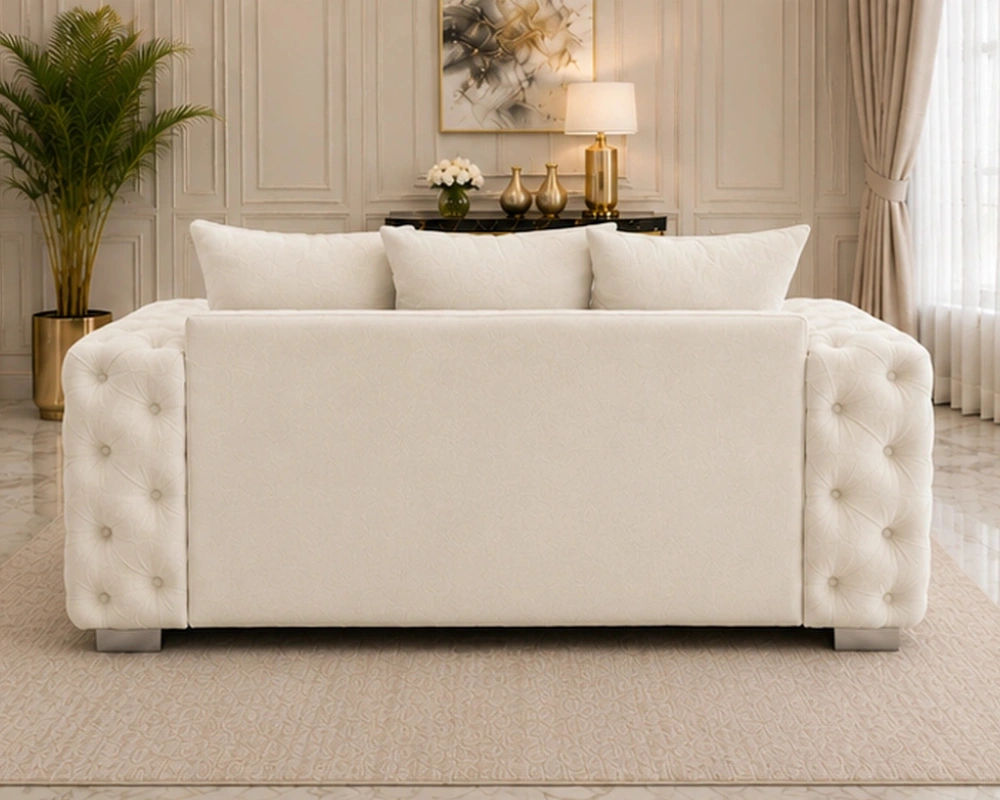 Opulent Off White 2 Seater Sofa – Deep Buttoned Upholstery & Plush Comfort - Image 4