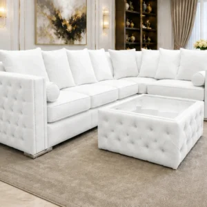 Stylish White 5 Seater Sofa - Luxury Family Seating & Lounge Furniture