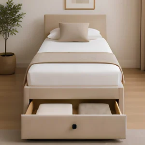Sand Beige Storage Divan – 3ft | 90 × 190 cm with mattress