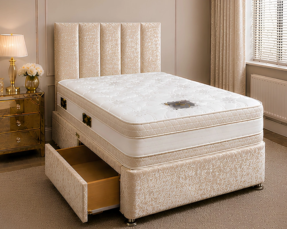3ft Beige Divan Bed Set – Mattress Included – Storage Drawers- Single bed 90x190cm - Image 2