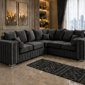 Charcoal L Shaped Sofa - Modern Corner Sofa - Premium Luxury Lounge Furniture