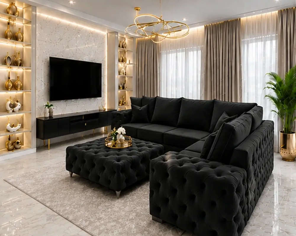 Luxury 5 Seater Corner Sofa – Luxury Deep Buttoned Design - Image 3