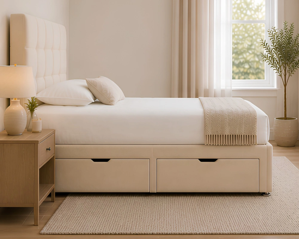 Sandstone 3ft Divan – 90 × 190 cm with Padded Finish & Drawer Storage - Image 4