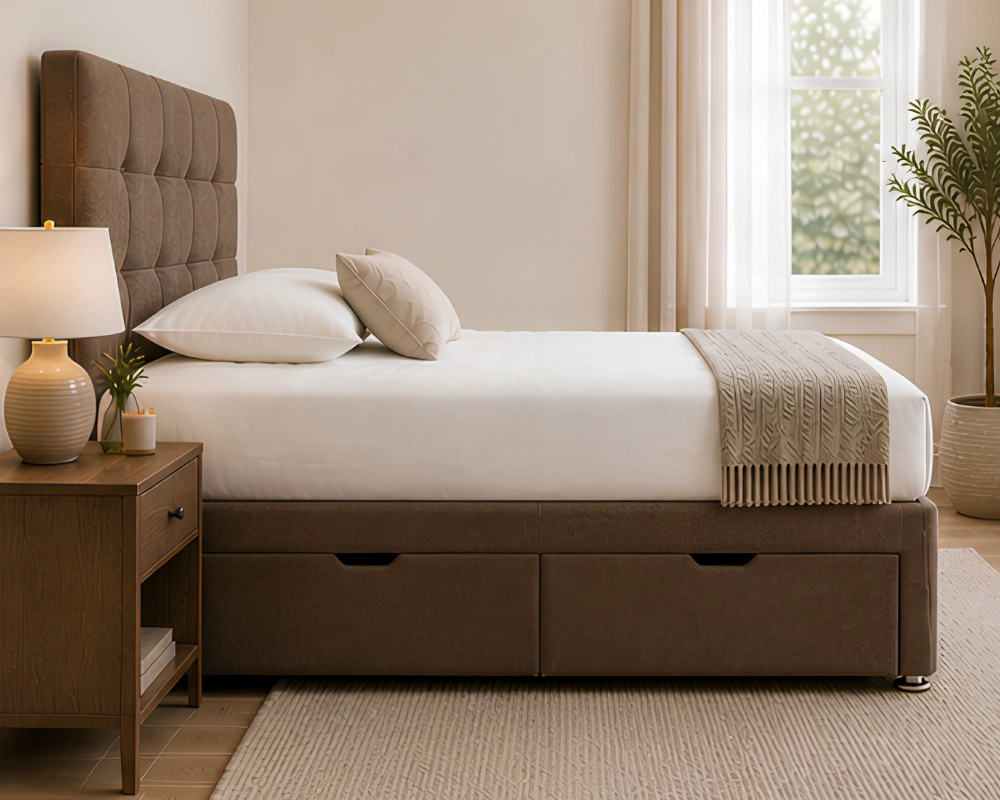 Chestnut Comfort Single Divan Bed – 3ft - 90 × 190 cm with Underbed Storage - Image 4