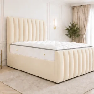 King Size Bed with Mattress – Panel Line King Size Bed with Mattress