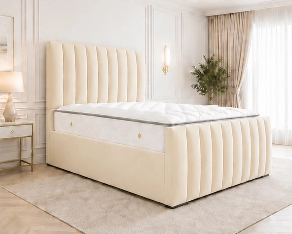King Size Bed with Mattress – Panel Line King Size Bed with Mattress