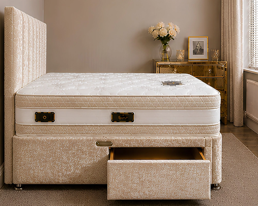 3ft Beige Divan Bed Set – Mattress Included – Storage Drawers- Single bed 90x190cm - Image 3