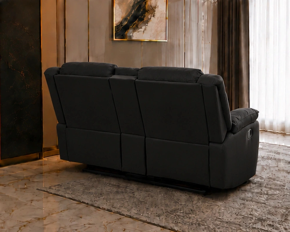Black Roma 3 Seater Recliner Sofa – Premium Leather Lounge Seating - Image 4