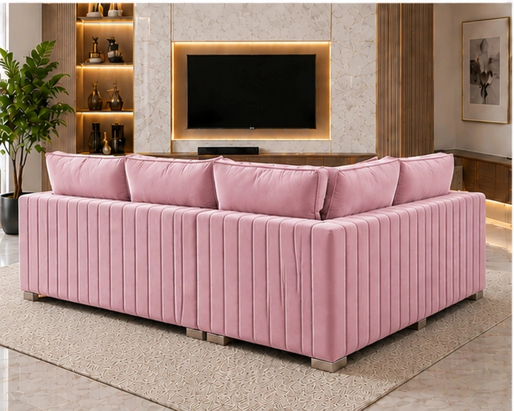 Contemporary Pink Four Seat Sofa - Plush Upholstered Seating with Premium Statement Finish - Image 3