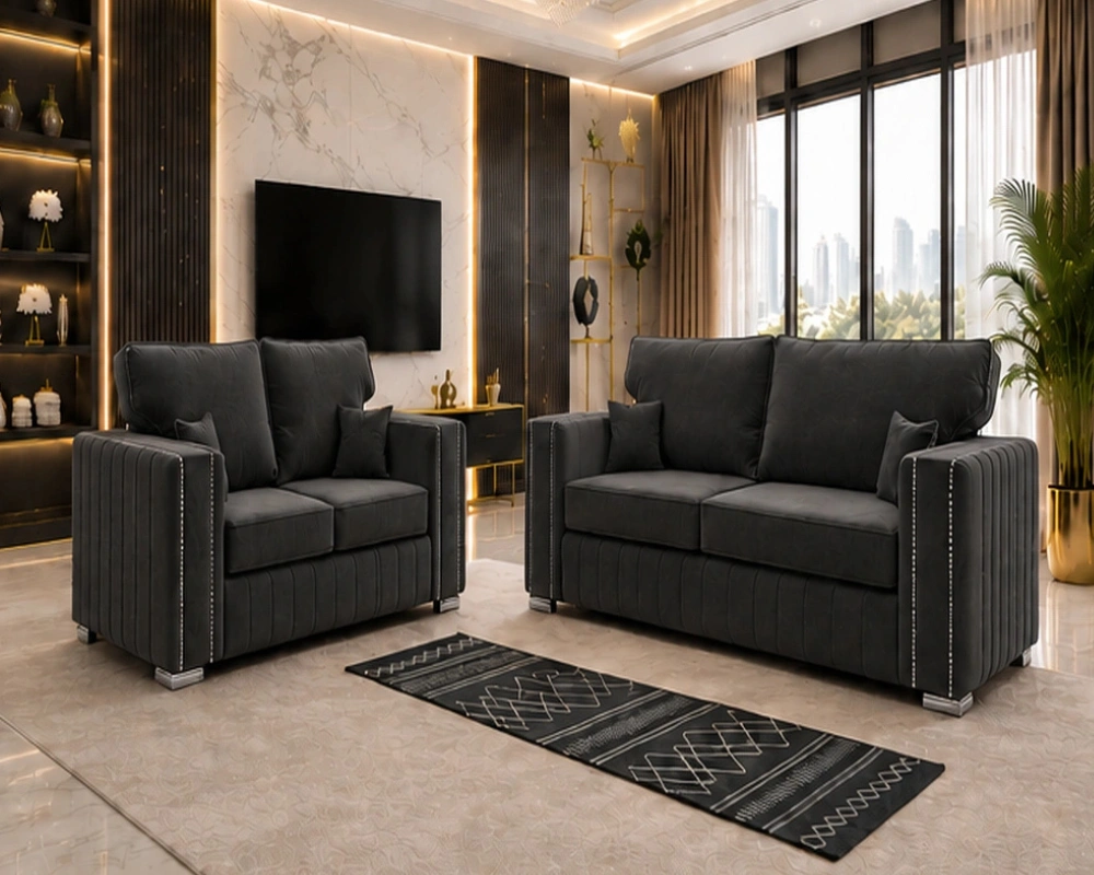 Charcoal 3+2 Seater Sofa Set – Contemporary Comfort with a Premium Loo
