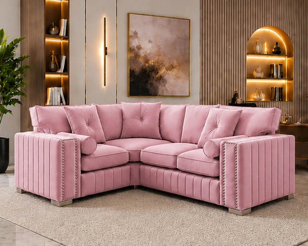 Contemporary Pink Four Seat Sofa - Plush Upholstered Seating with Premium Statement Finish - Image 2