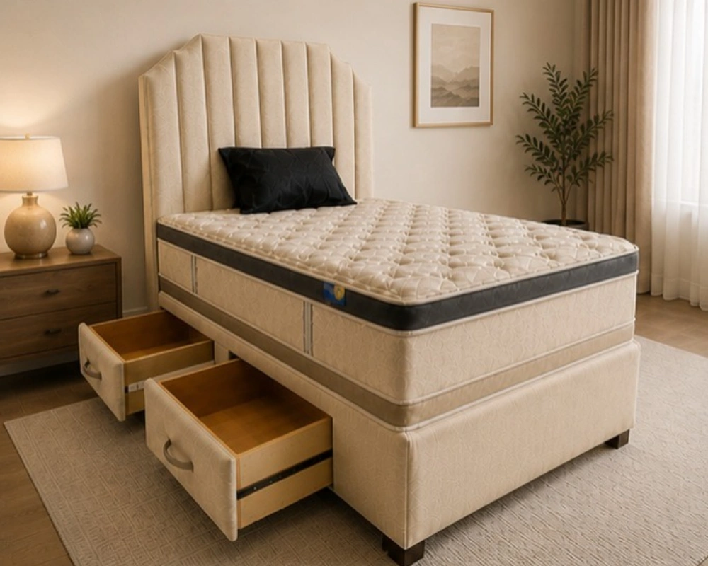 King Size Divan Bed - King Size Divan Bed with Mattress & Drawers