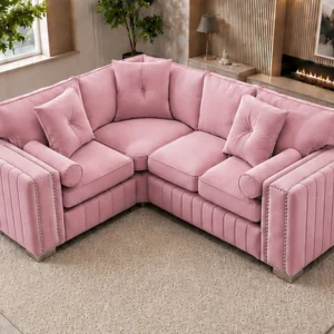 Contemporary Pink Four Seat Sofa - Plush Upholstered Seating with Premium Statement Finish