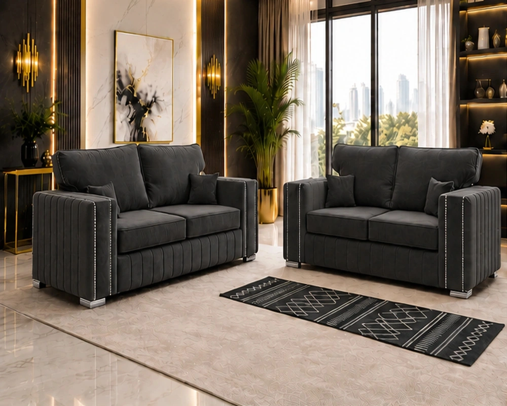 Charcoal 3+2 Seater Sofa Set – Contemporary Comfort with a Premium Loo - Image 2