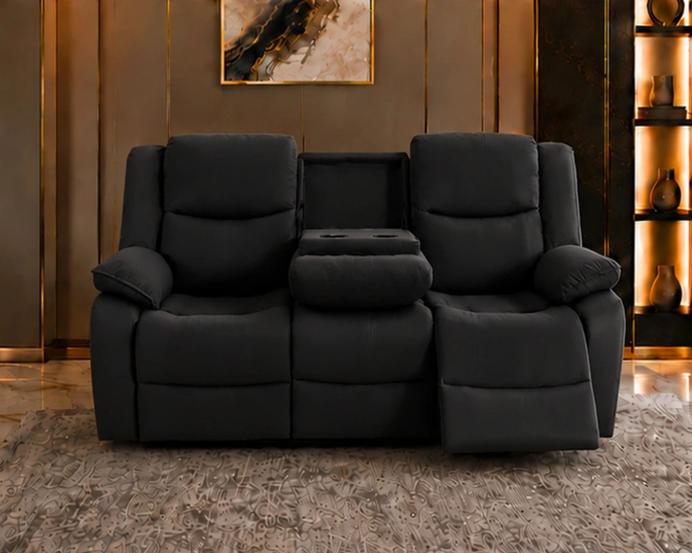 Black Roma 3 Seater Recliner Sofa – Premium Leather Lounge Seating