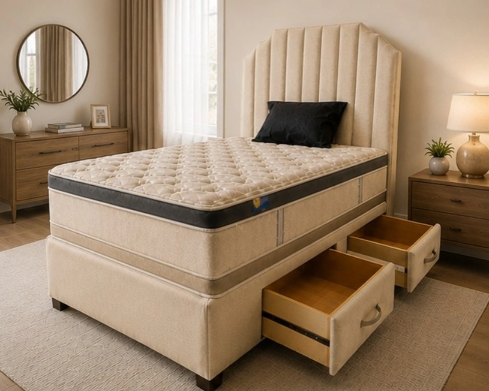 King Size Divan Bed - King Size Divan Bed with Mattress & Drawers - Image 3