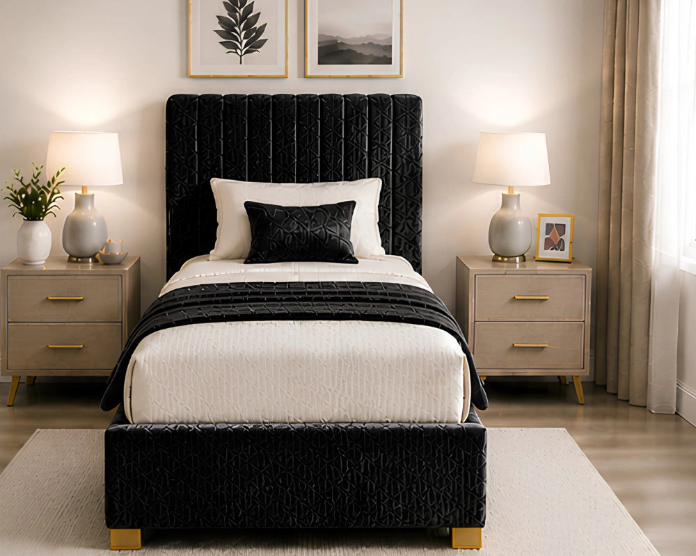 Eclipse Black Divan Bed – 3ft - 90 × 190 cm with Mattress Included - Image 4