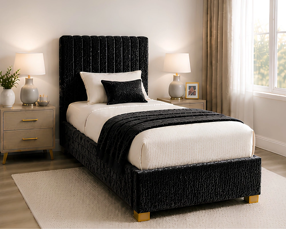 Eclipse Black Divan Bed – 3ft - 90 × 190 cm with Mattress Included - Image 2