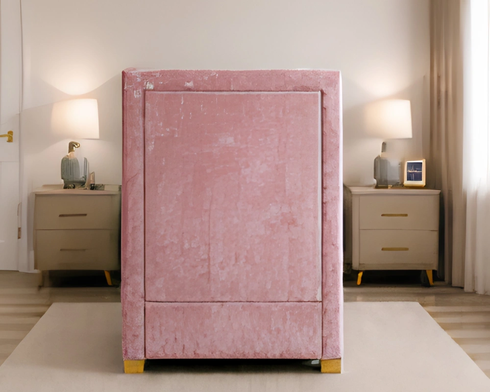 Soft Pink Upholstered Divan – 3ft - 90 × 190 cm with Mattress & Storage - Image 4