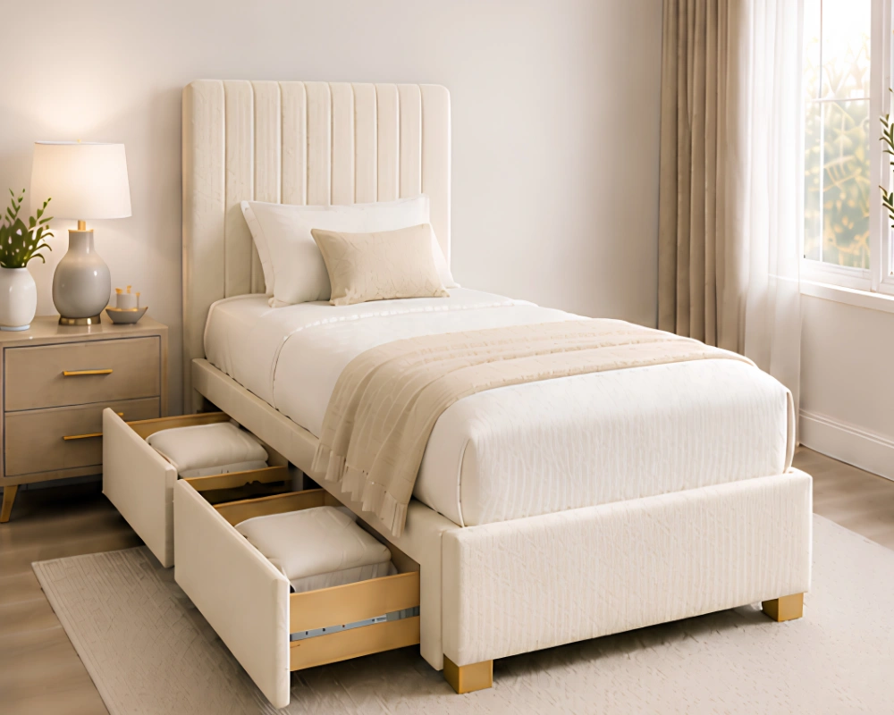 Buttercream Luxe Divan – 3ft - 90 × 190 cm with Mattress Included - Image 2