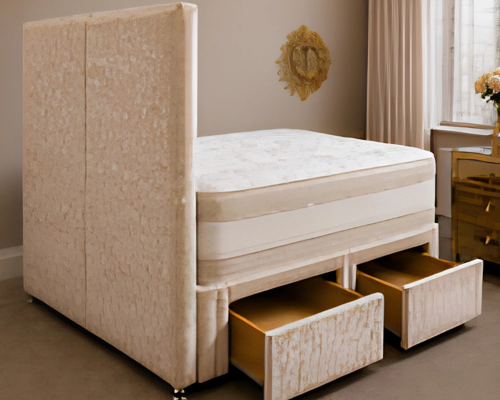 3ft Beige Divan Bed Set – Mattress Included – Storage Drawers- Single bed 90x190cm - Image 4