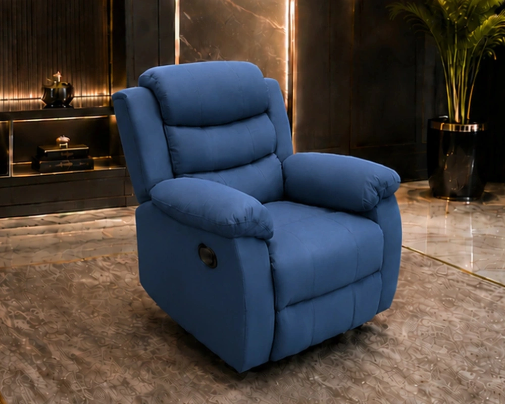 Blue Roma Single Seater Recliner – Modern 1 Seater Luxury Reclining Chair - Image 2